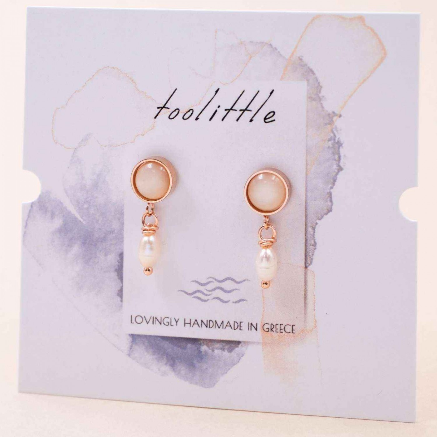 Stone Rose Gold-plated Inox Earrings — Earrings from Toolittle — additional view 2