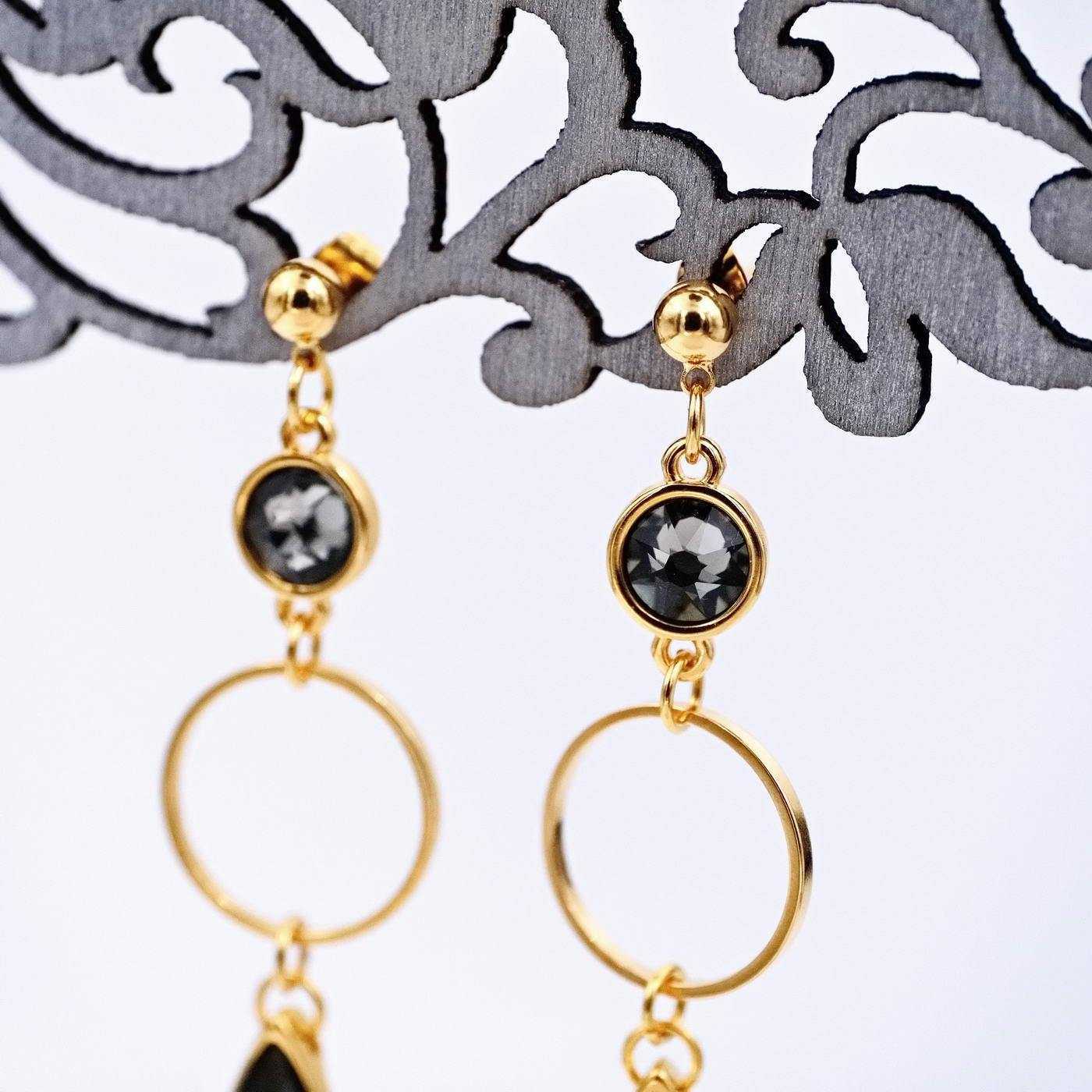 Earrings with crystals and vitraux drops — Earrings from Toolittle — additional view 4