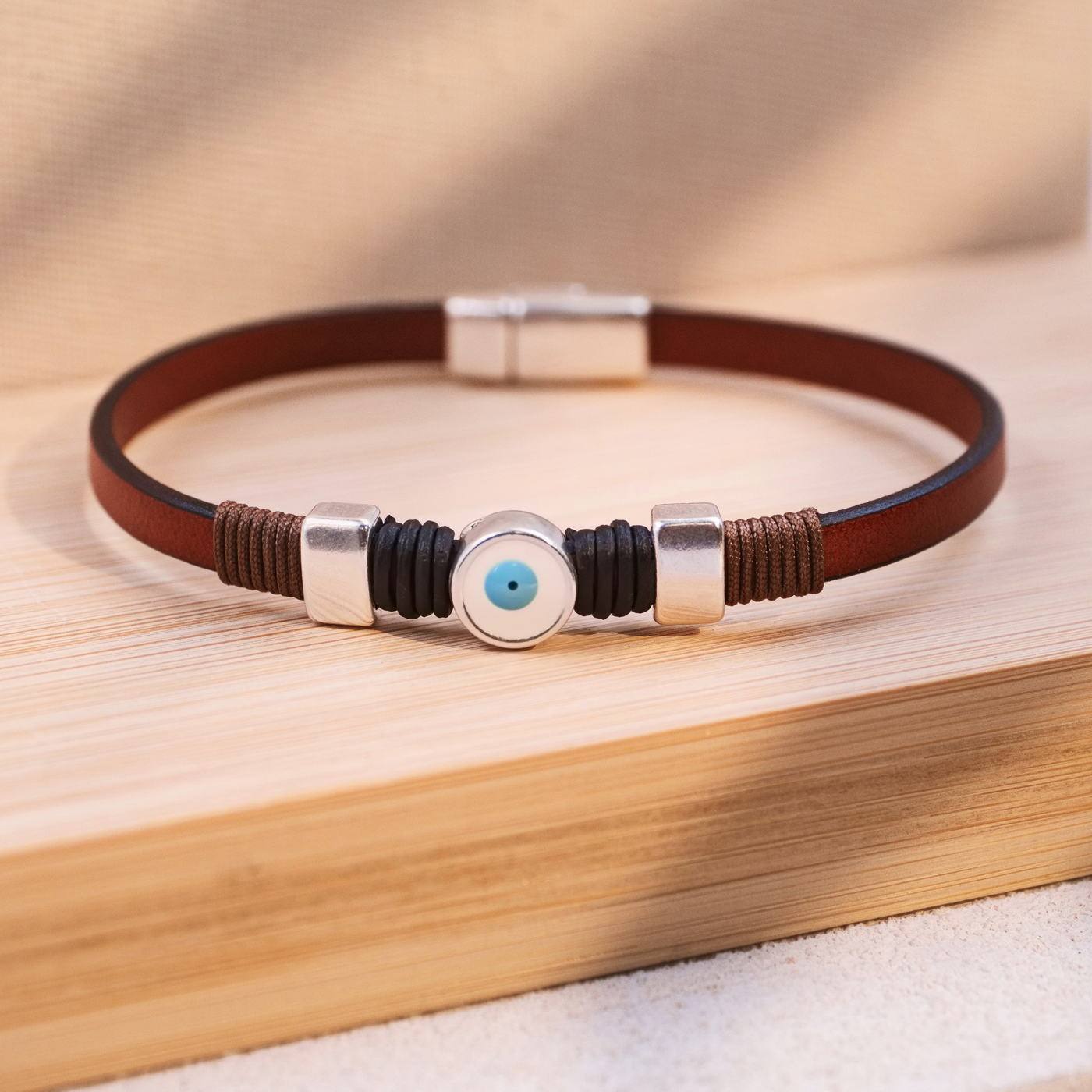Evil Eye Leather Men's Bracelet — Bracelets from Toolittle — additional view 2