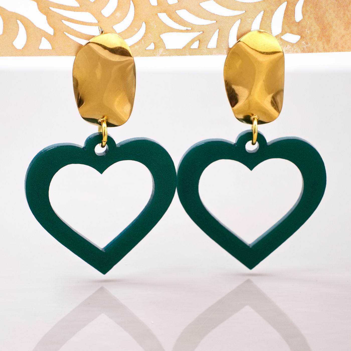 Plexiglass Heart Inox Earrings — Earrings from Toolittle — additional view 4