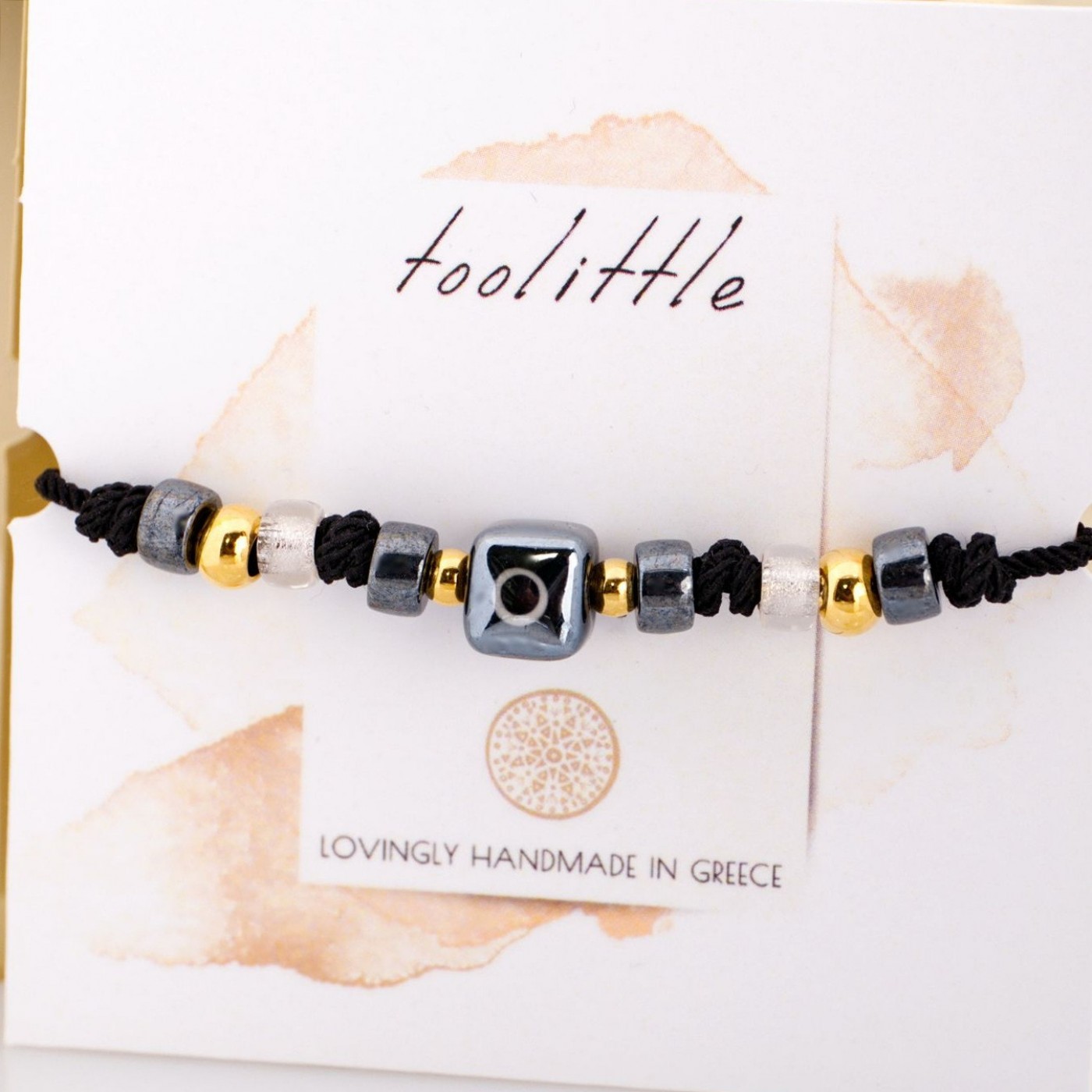 Macrame Bracelet with Ceramic Evil Eye — Bracelets from Toolittle — additional view 3