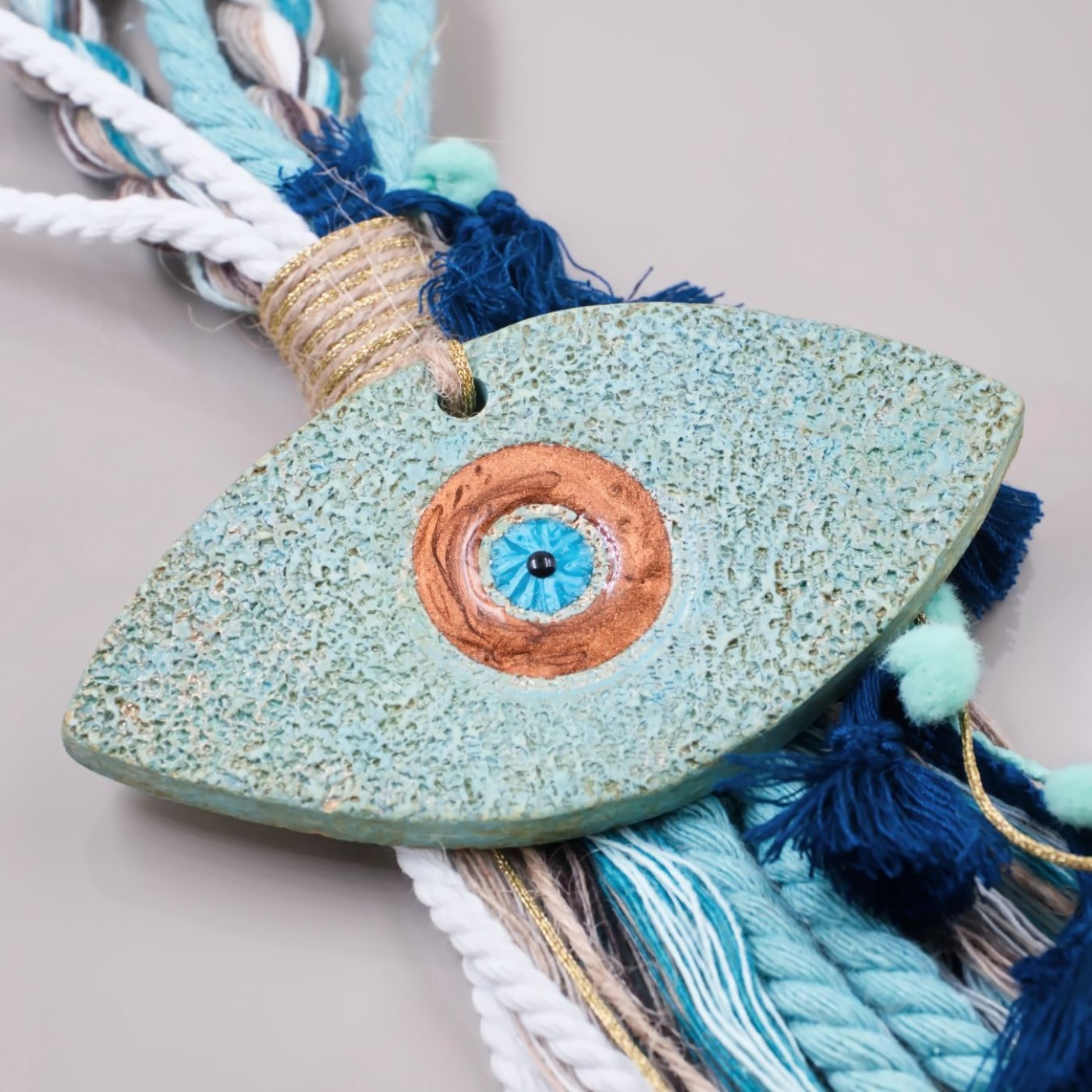 Hanging Lucky Charm with Ceramic Evil Eye & Enamel — Pendants & charms from Toolittle — additional view 2