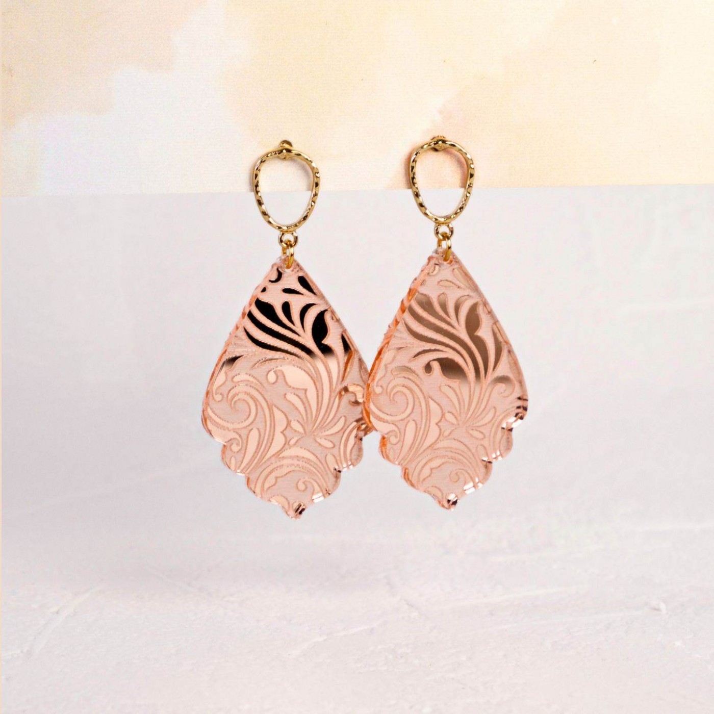Golden Earrings | Plexiglass with Pattern - Salmon — Earrings from Toolittle — additional view 6