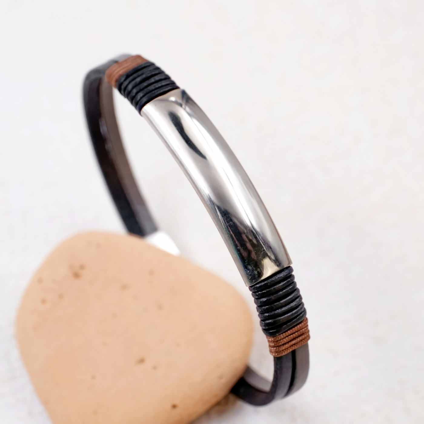 Name Tag Leather Men's Bracelet — Bracelets from Toolittle — additional view 3