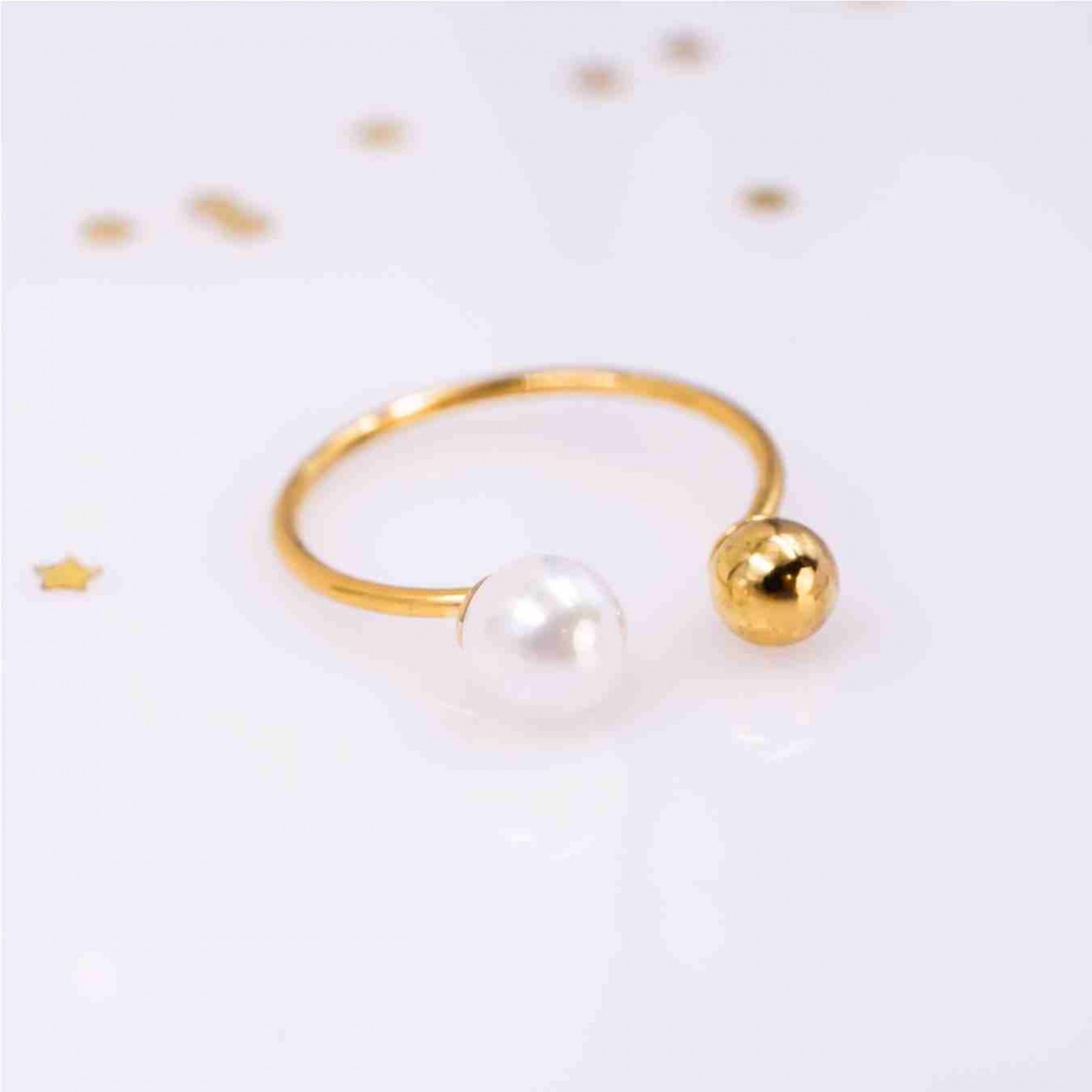 Gold-Plated Stainless Steel & Pearl Ring — Rings from Toolittle — additional view 4