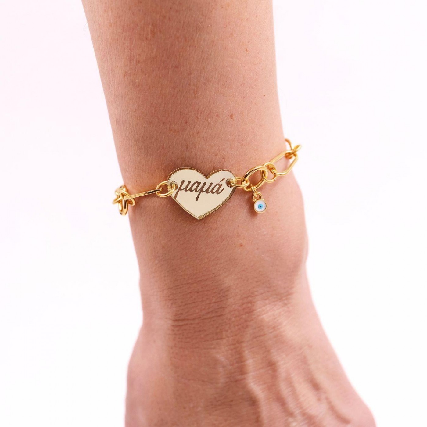 Mama Chain Bracelet | Heart & Evil Eye — Bracelets from Toolittle — additional view 2