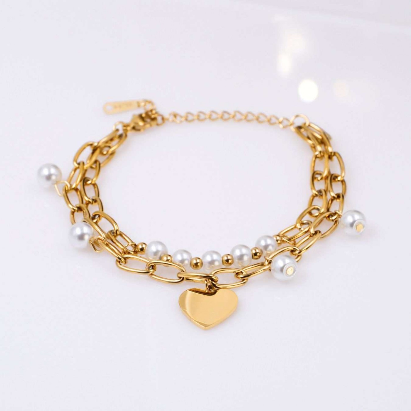 Stainless Steel Jewelry: Heart & Pearls Bracelet — Bracelets from Toolittle — additional view 3