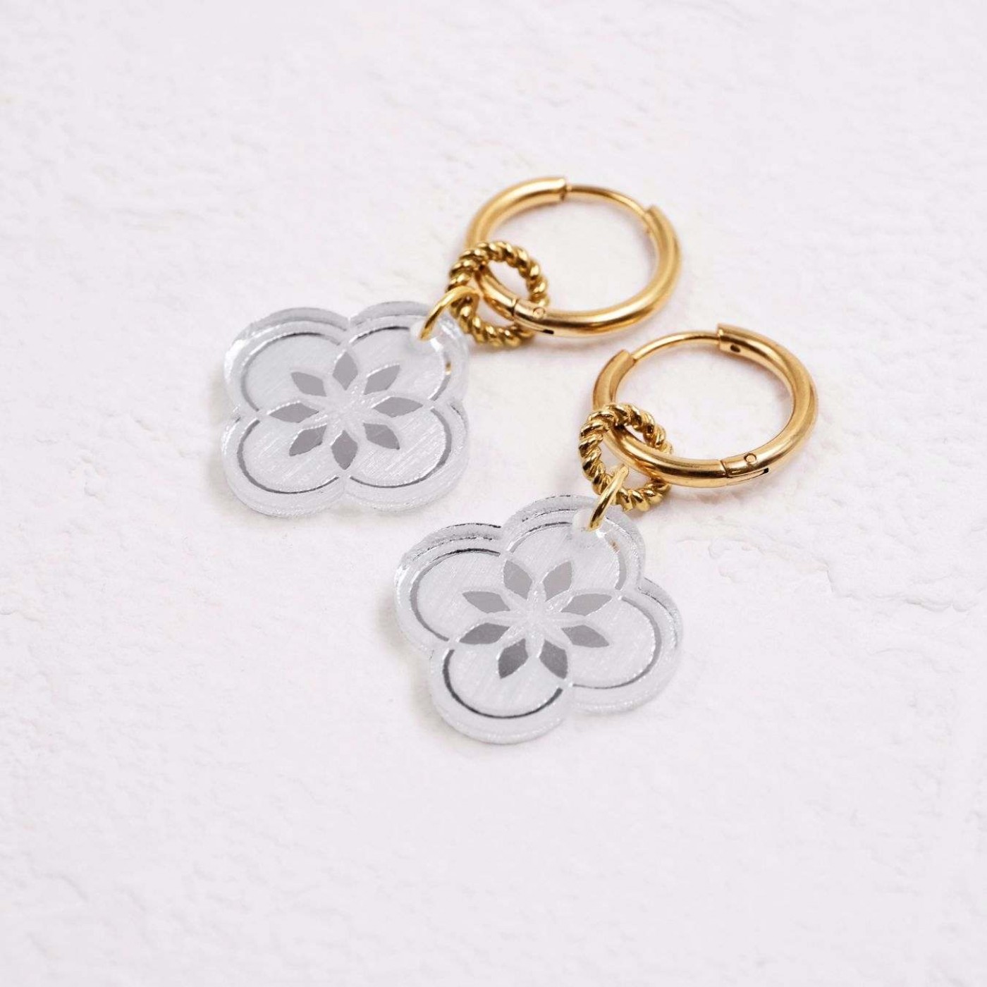 Plexiglass Flower Hoop Earrings — Earrings from Toolittle — additional view 3