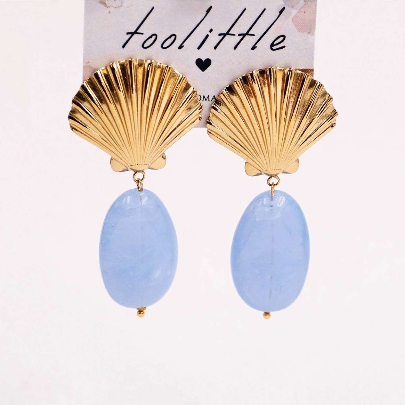 Gold-plated Clam Shell & Stone Earrings | Stainless — Earrings from Toolittle — additional view 6