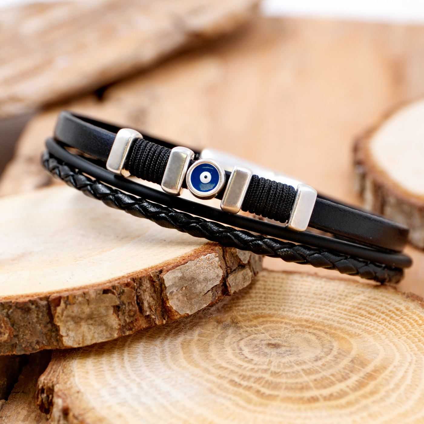 Evil Eye Leather Men's Bracelet — Bracelets from Toolittle — additional view 4