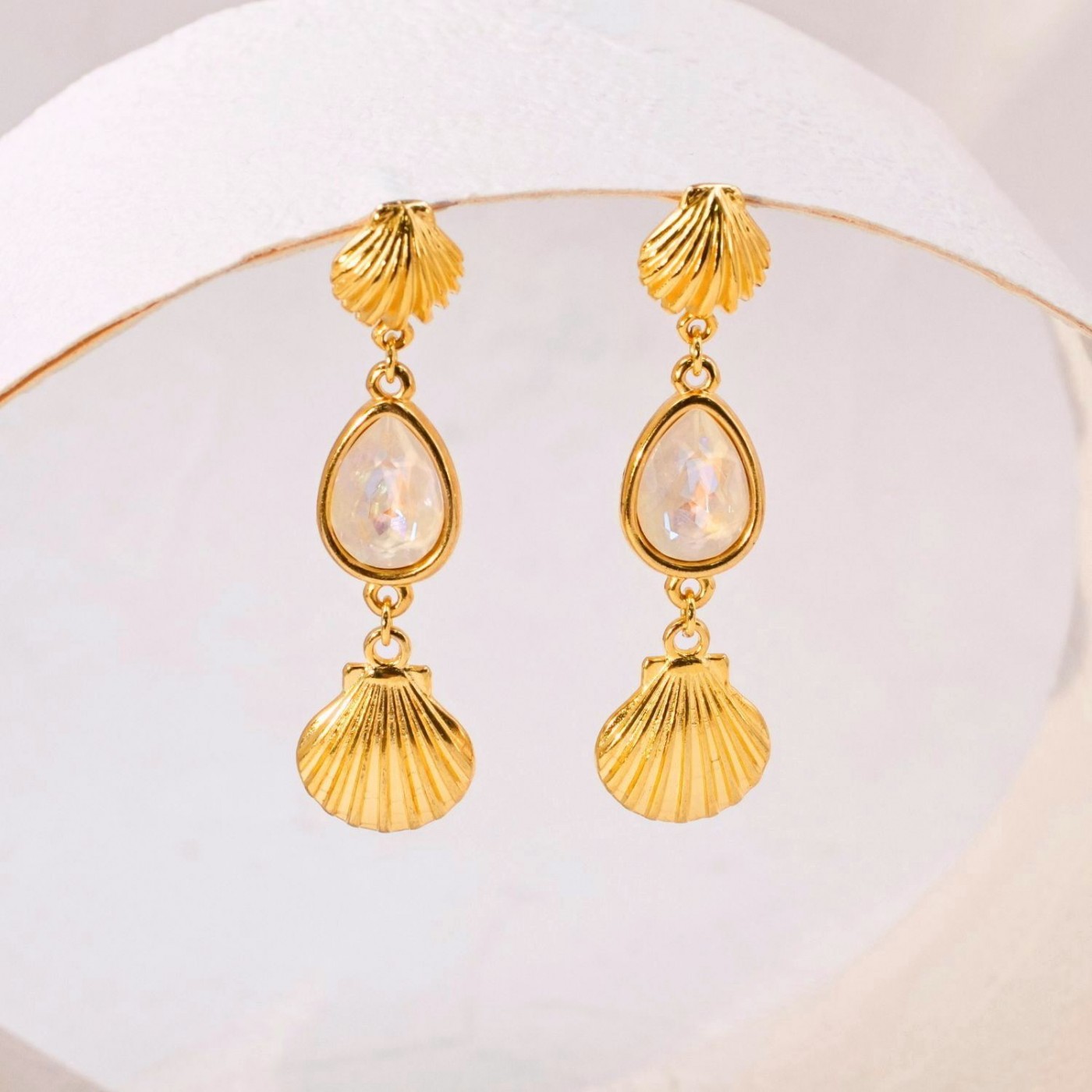 Sea Shell Earrings with Swarovski Crystals — Earrings from Toolittle — additional view 2