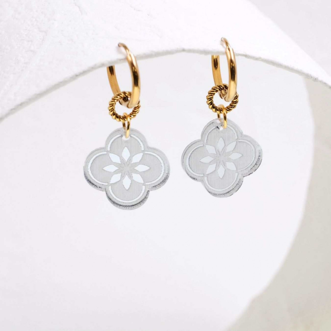 Plexiglass Flower Hoop Earrings — Earrings from Toolittle — additional view 4