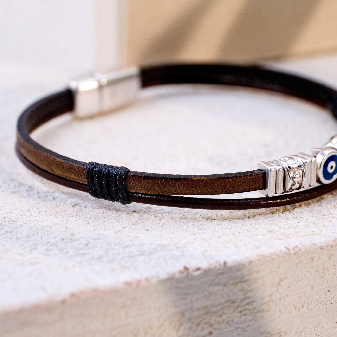 Evil Eye Leather Men's Bracelet — Bracelets from Toolittle — additional view 3