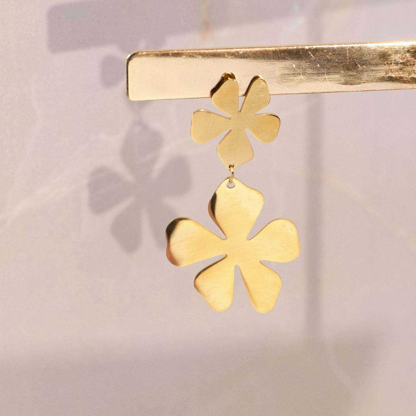 Inox Flower Gold-plated Earrings — Earrings from Toolittle — additional view 2