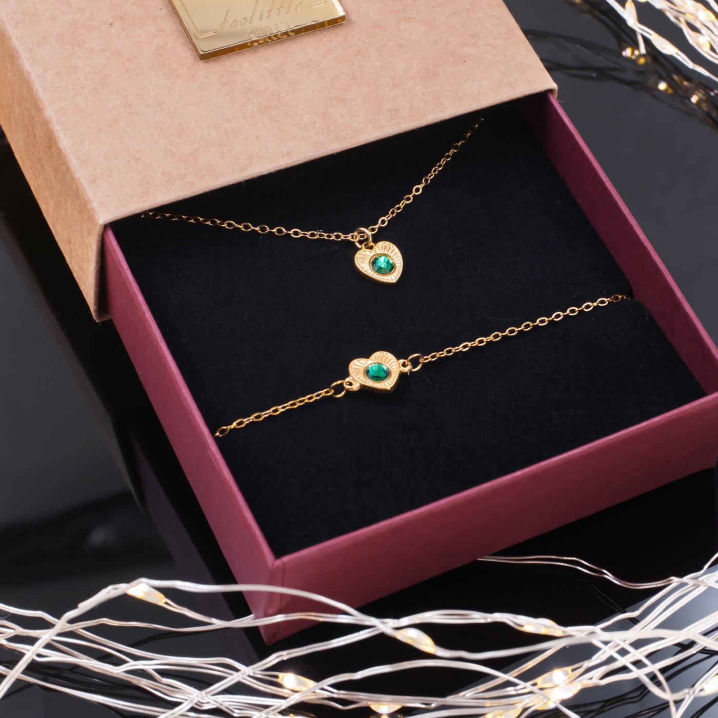 Necklace & Bracelet Set with Birth Crystals – Gift Box Included — Bracelets from Toolittle — additional view 3
