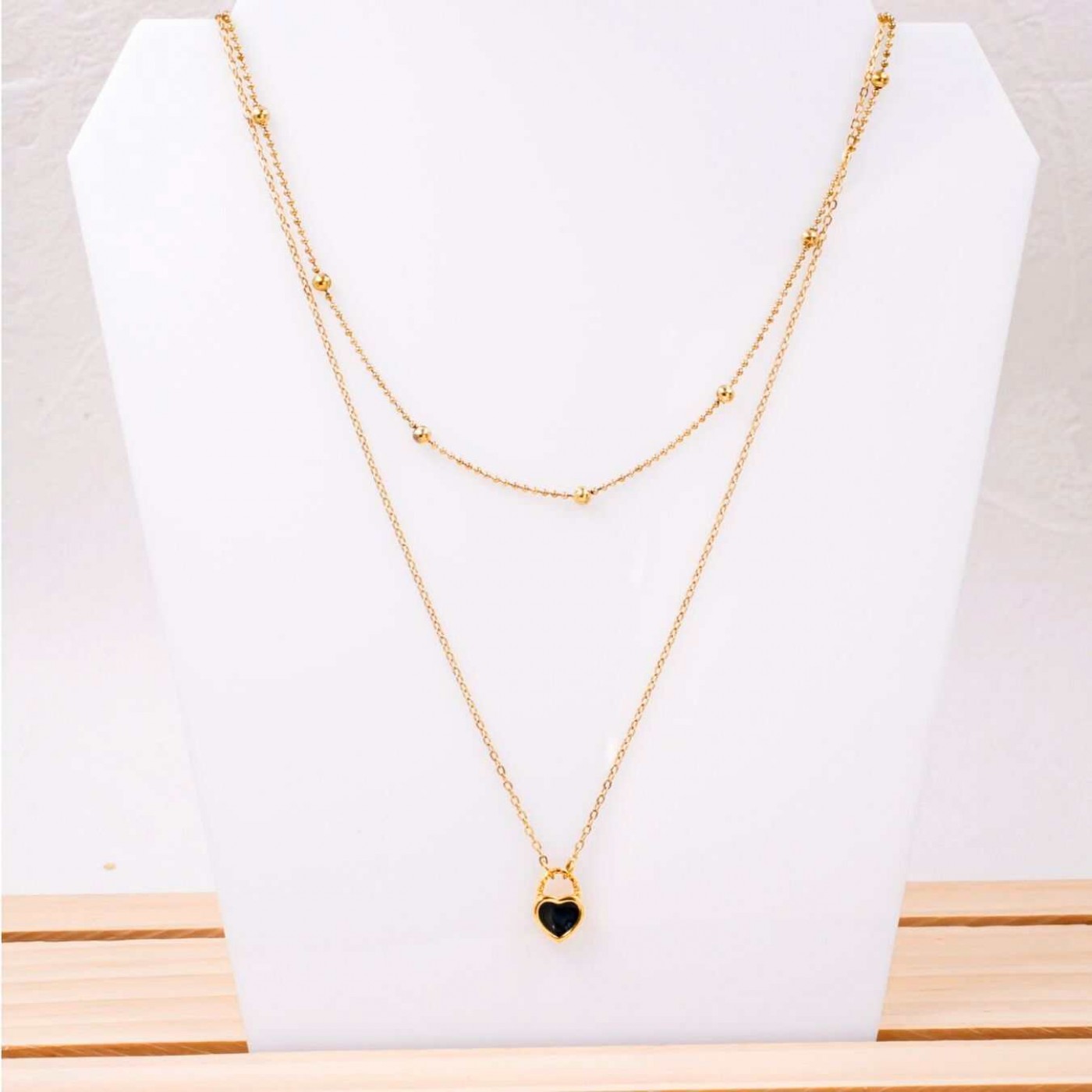 Handmade Layered Necklace - Enamelled Heart — Necklaces from Toolittle — additional view 3