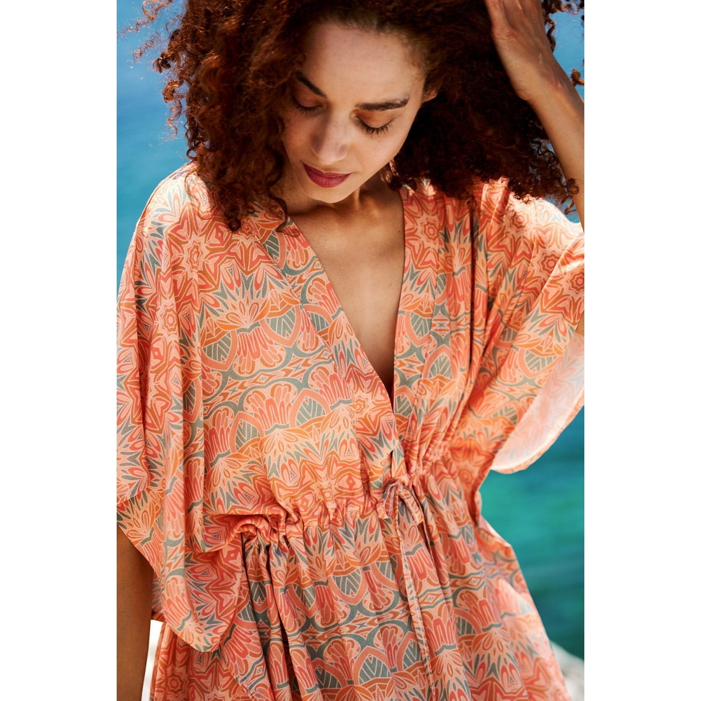 KOKKOSAMMOU Short caftan Crete with front tie — Dresses from Toolittle — additional view 5
