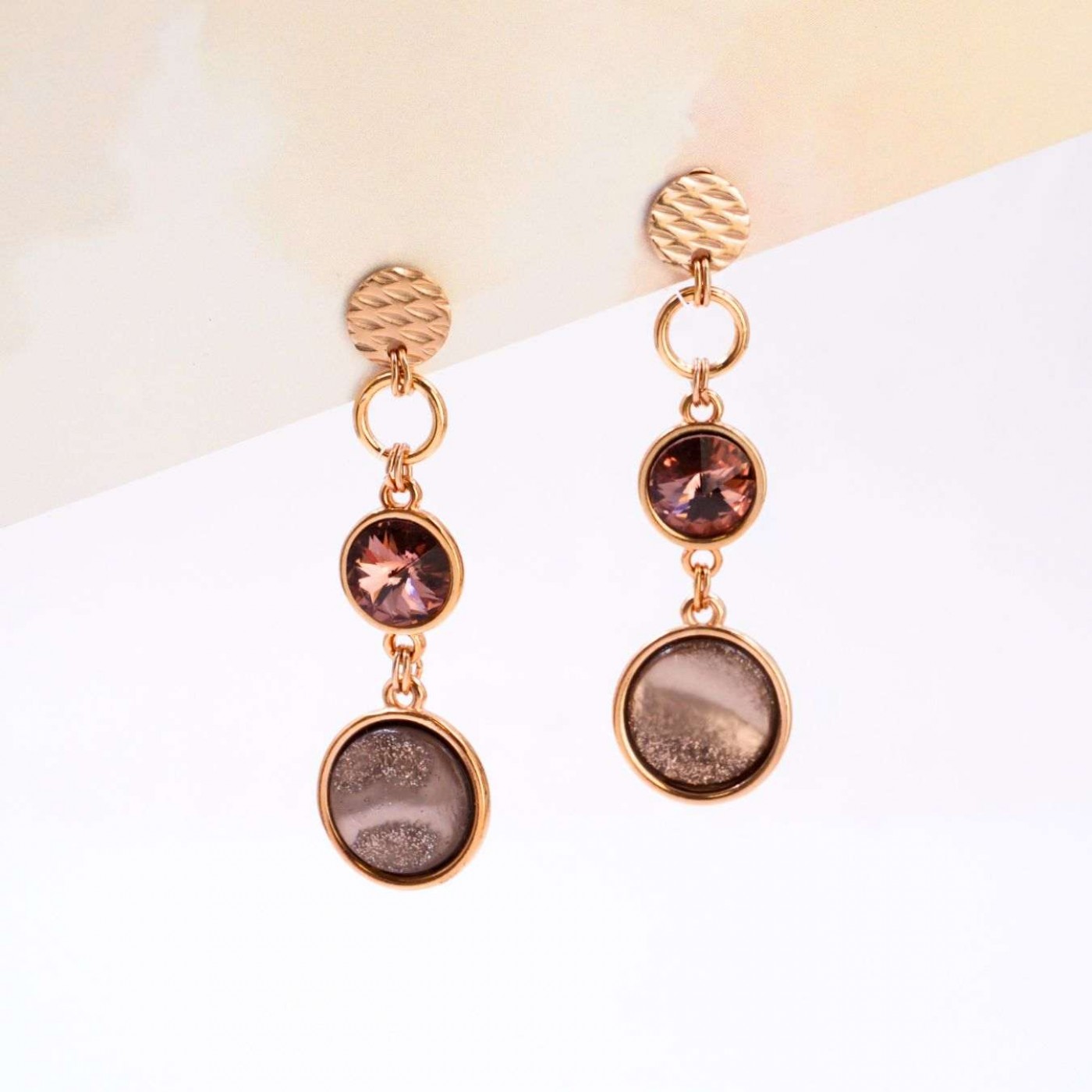 Rose Gold-Plated Earrings - Swarovski Crystals — Earrings from Toolittle — additional view 4