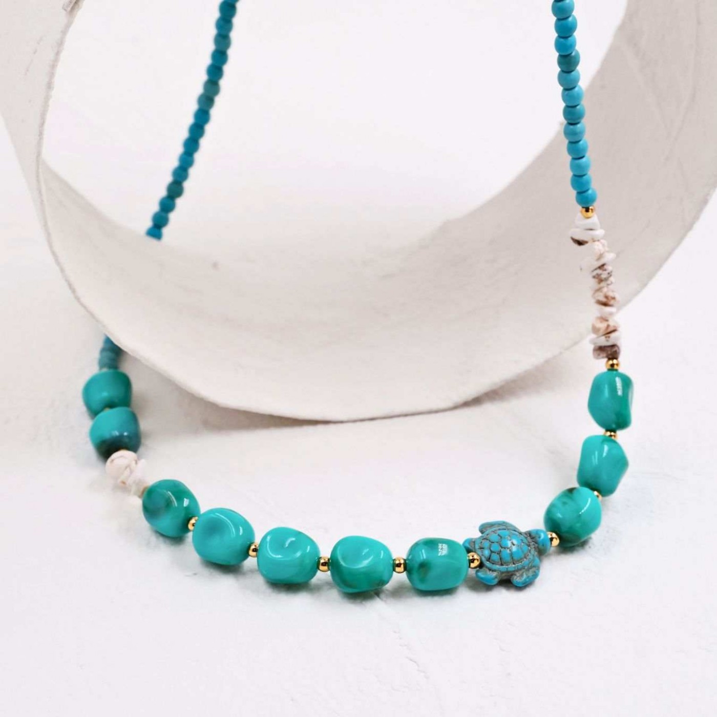 Stainless Steel: Semiprecious Stones & Sea Turtle Necklace — Necklaces from Toolittle — additional view 6