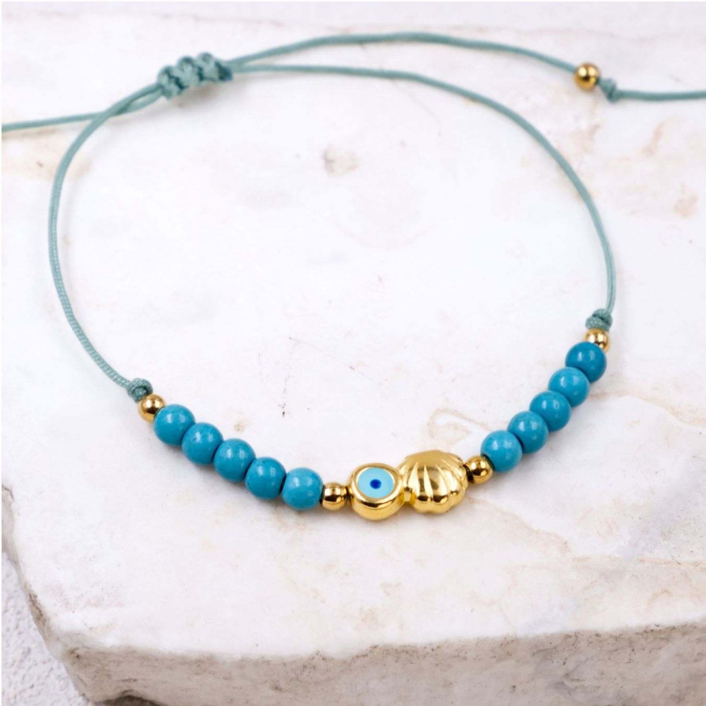 Macramé Bracelet with Evil Eye & Seashell | Color Select — Bracelets from Toolittle — additional view 9