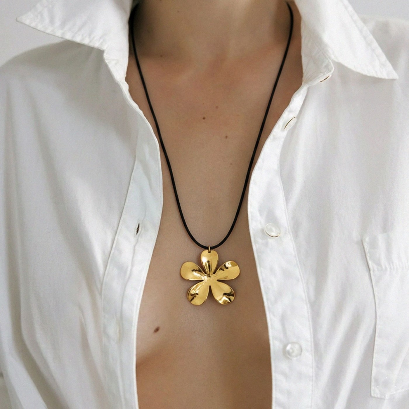 Steel Gold-plated Necklace - Golden Flower — Necklaces from Toolittle — additional view 2