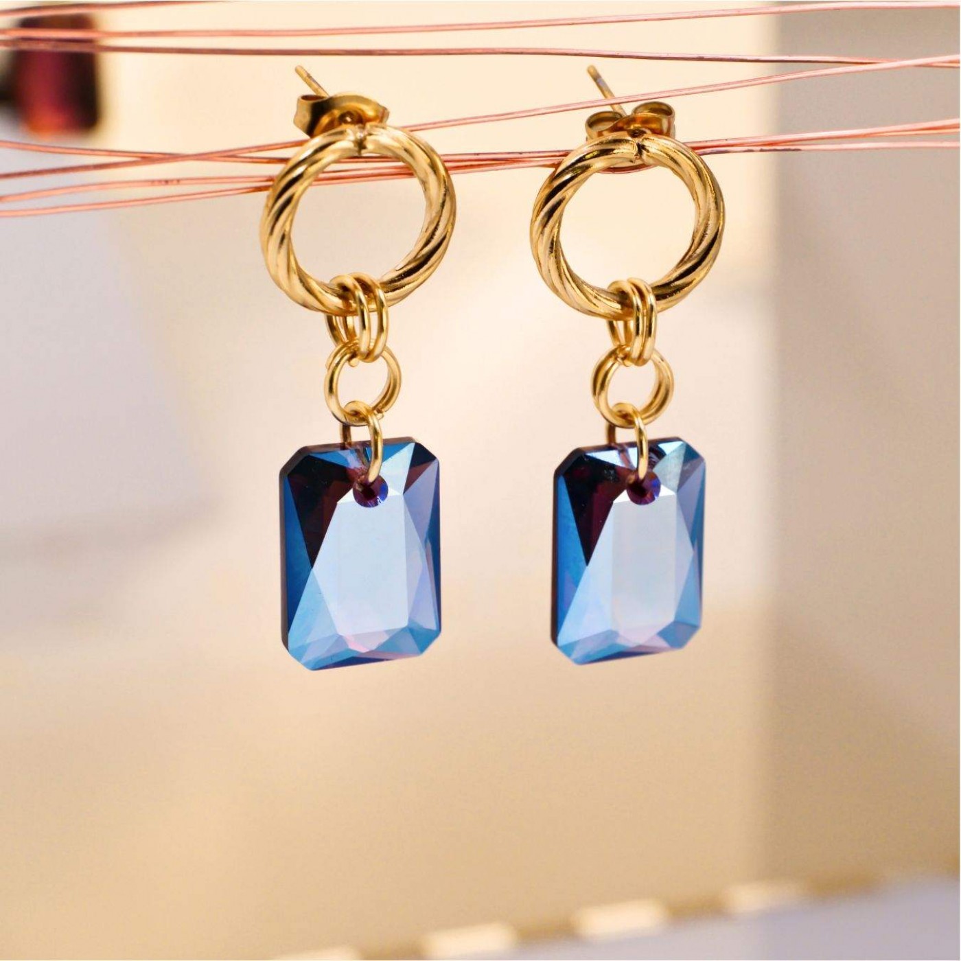 Crystal Collection: Gold-Plated Dangle Earrings — Earrings from Toolittle — additional view 6