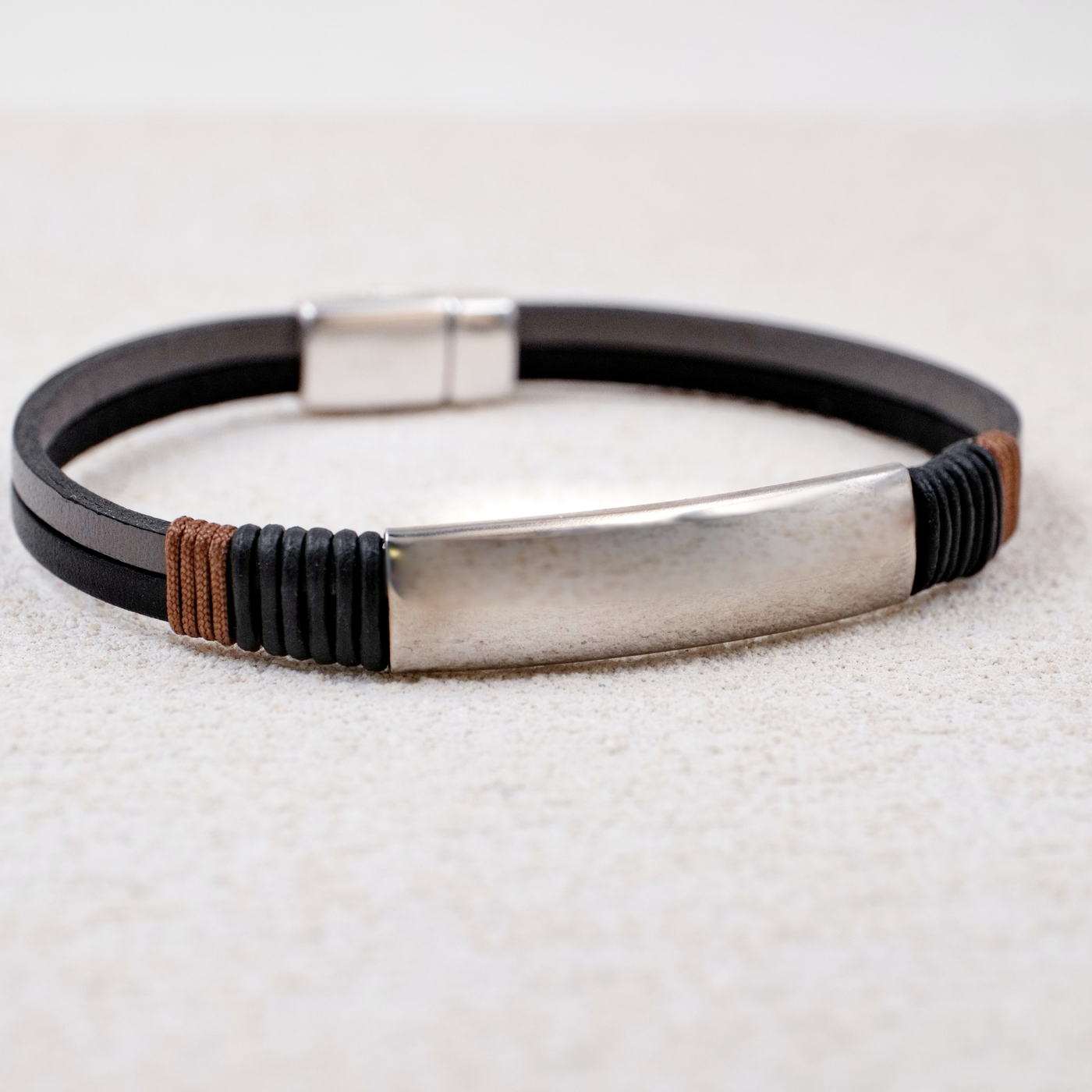 Name Tag Leather Men's Bracelet — Bracelets from Toolittle — additional view 2