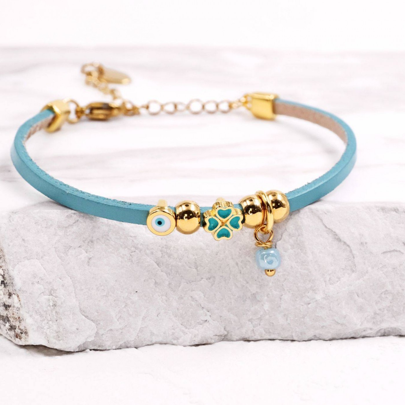 Handcrafted Bracelet | Evil Eye & Four Leaf Clover — Bracelets from Toolittle — additional view 2