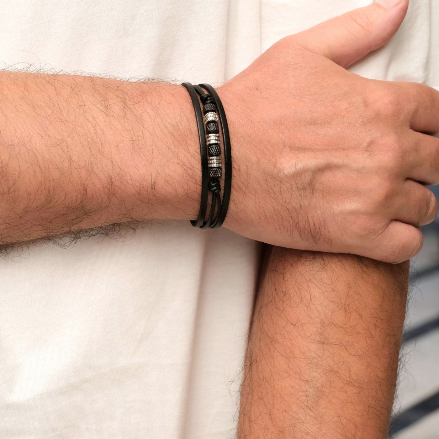 Men's Bracelet | Stainless Steel & Metal Beads — Bracelets from Toolittle — additional view 5