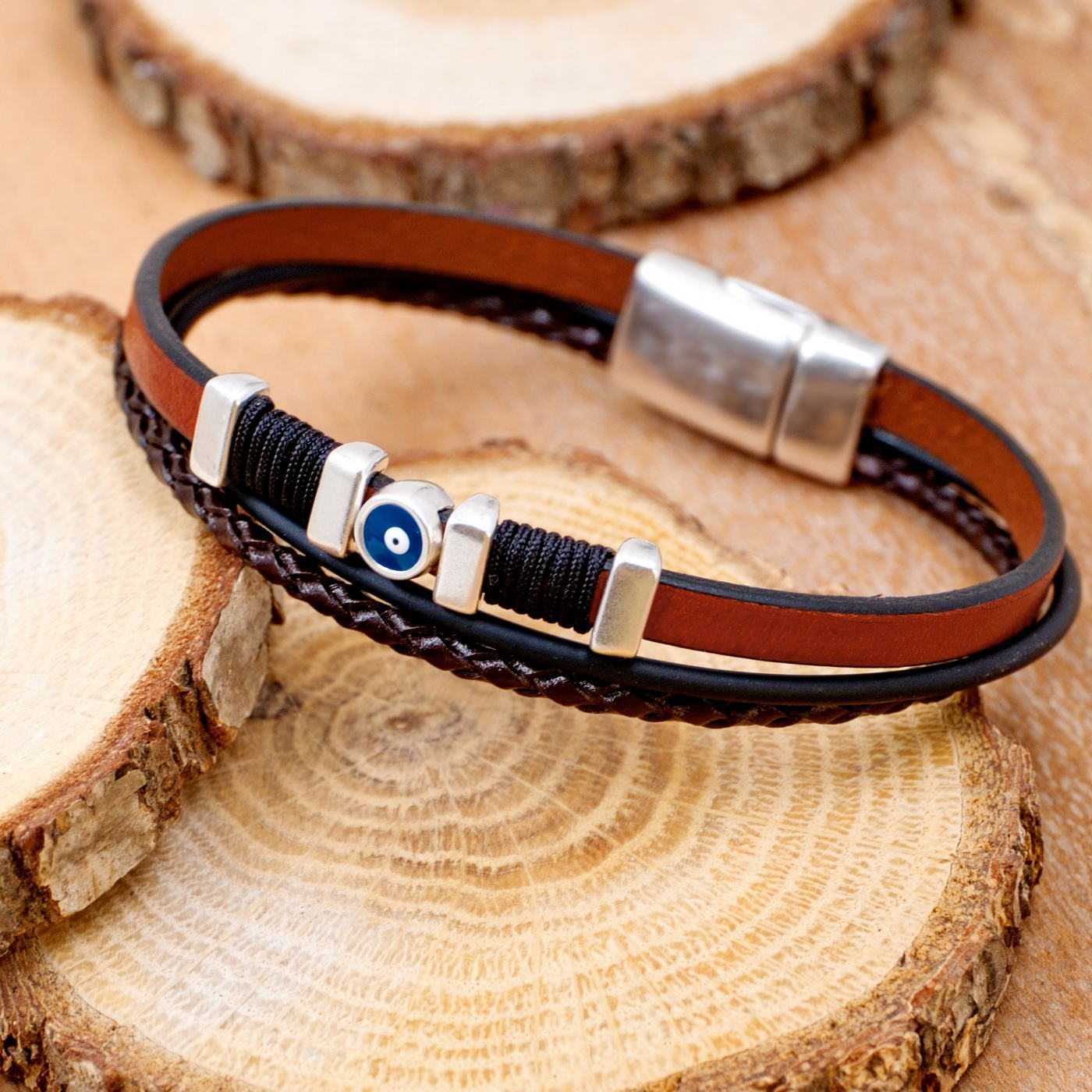 Evil Eye Leather Men's Bracelet — Bracelets from Toolittle — additional view 8