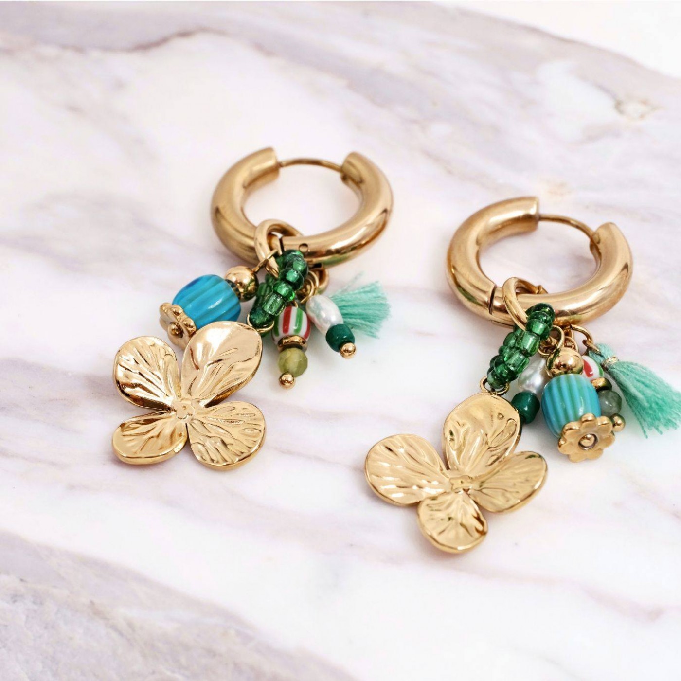 Stainless Steel Jewelry: Flower Hoop Earrings — Earrings from Toolittle — additional view 4
