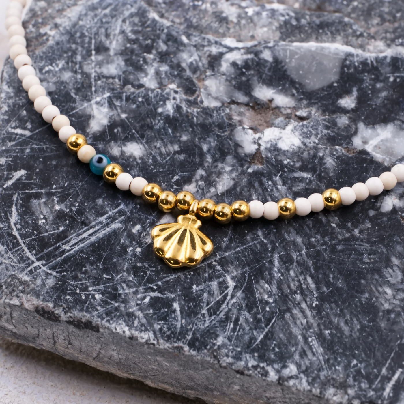 Gold-plated Shell - Howlite Necklace | Color Option — Necklaces from Toolittle — additional view 4