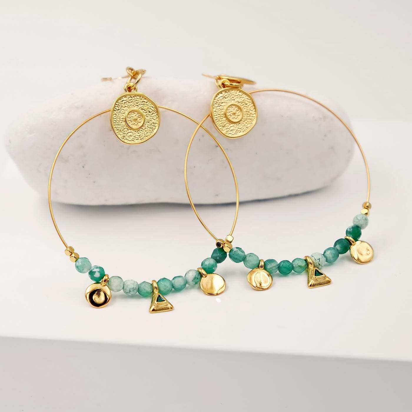 Skyros Hoops with Coral & Crystals — Earrings from Toolittle — additional view 6