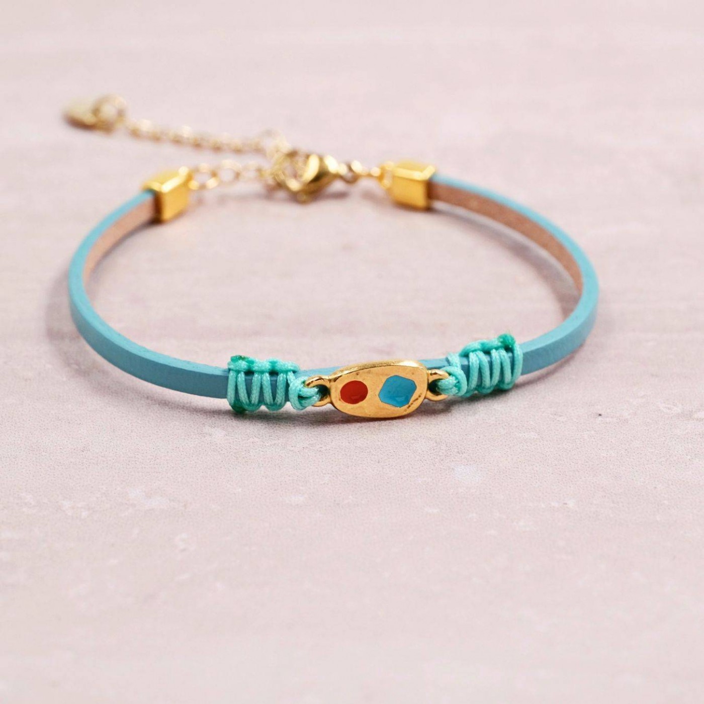 Leather Bracelet | Colored Enamel - Jade Opal — Bracelets from Toolittle — additional view 2