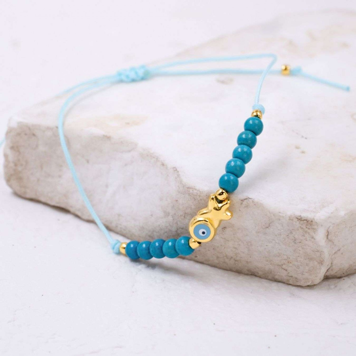 Macramé Bracelet with Gold-Plated Evil Eye & Starfish | Handmade — Bracelets from Toolittle — additional view 14