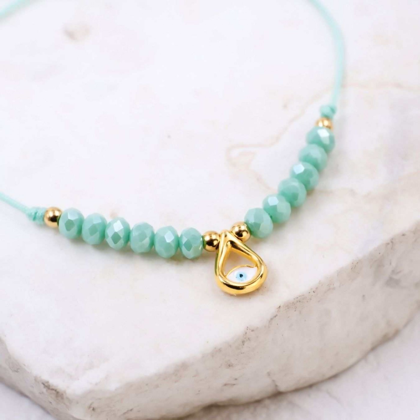 Macramé Bracelet with Gold-Plated Evil Eye & Crystals | Veraman — Bracelets from Toolittle — additional view 3