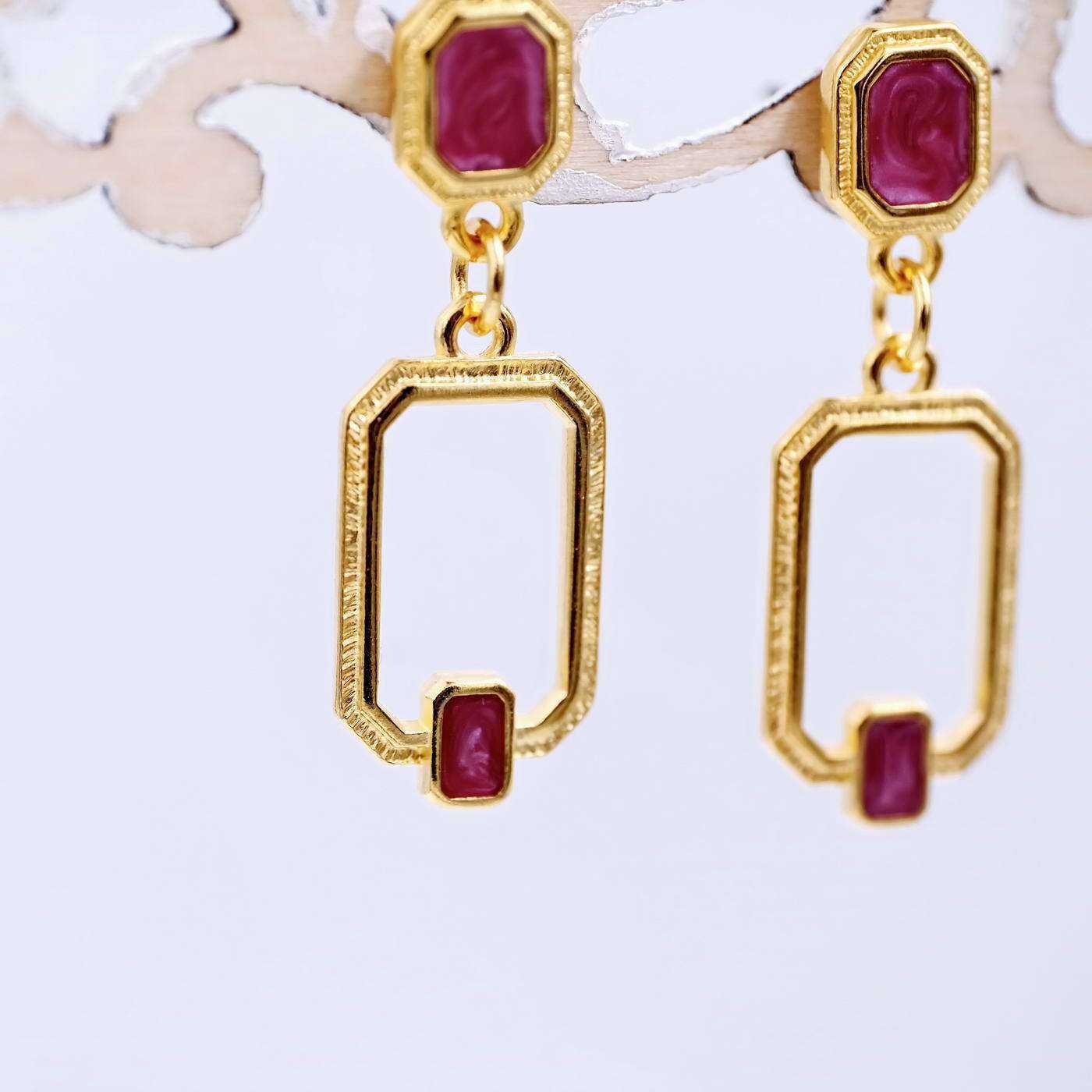 Gold-plated earrings with enamel — Earrings from Toolittle — additional view 4