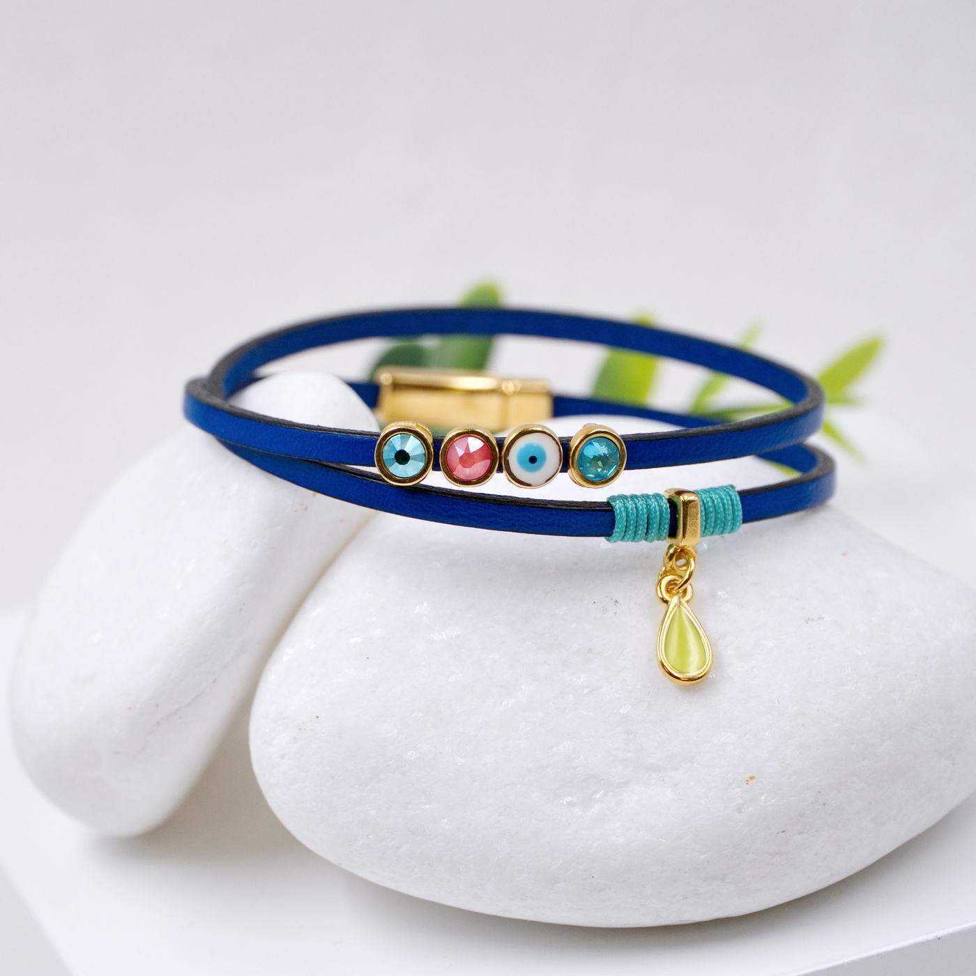 Crystal Heart Leather Bracelet