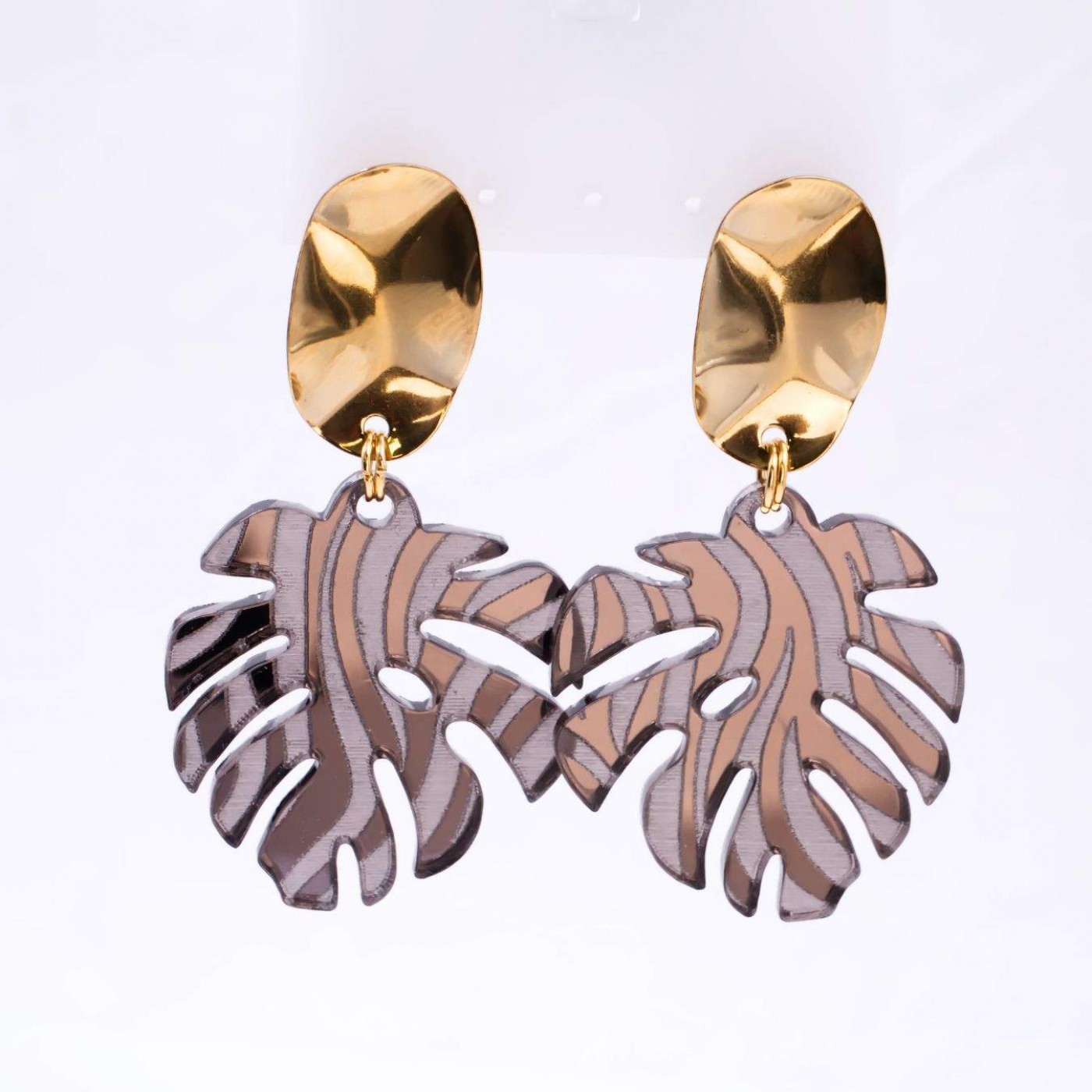 Steel Dangle Earrings - Animal Print Leaf — Earrings from Toolittle — additional view 5