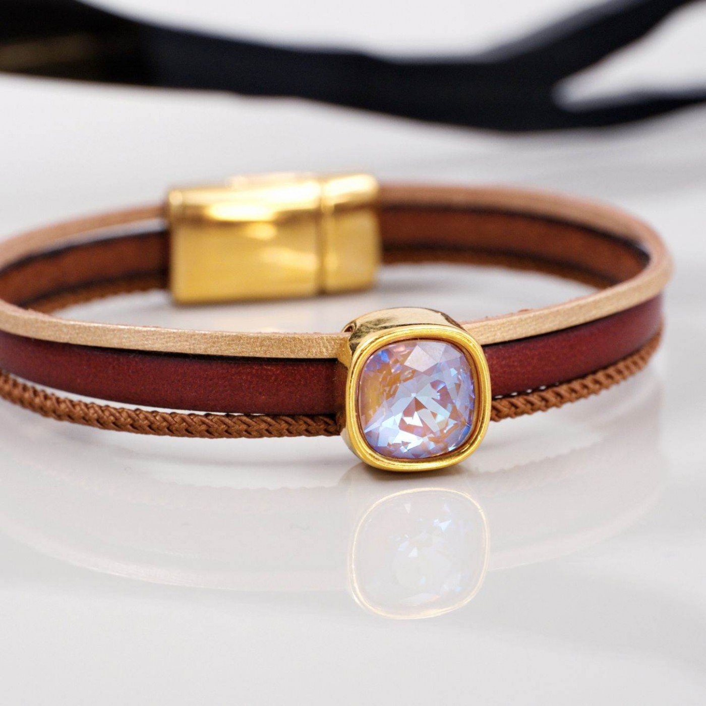Brown Crystal Leather Bracelet — Bracelets from Toolittle — additional view 3