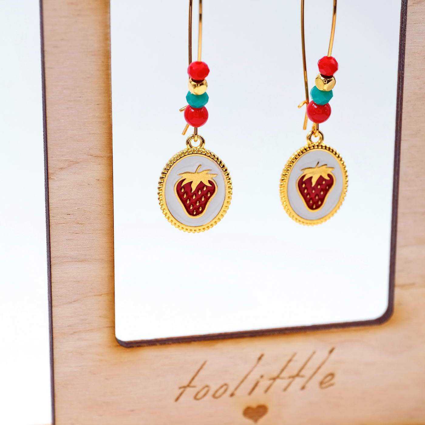 Earrings Enamel Strawberry — Earrings from Toolittle — additional view 3