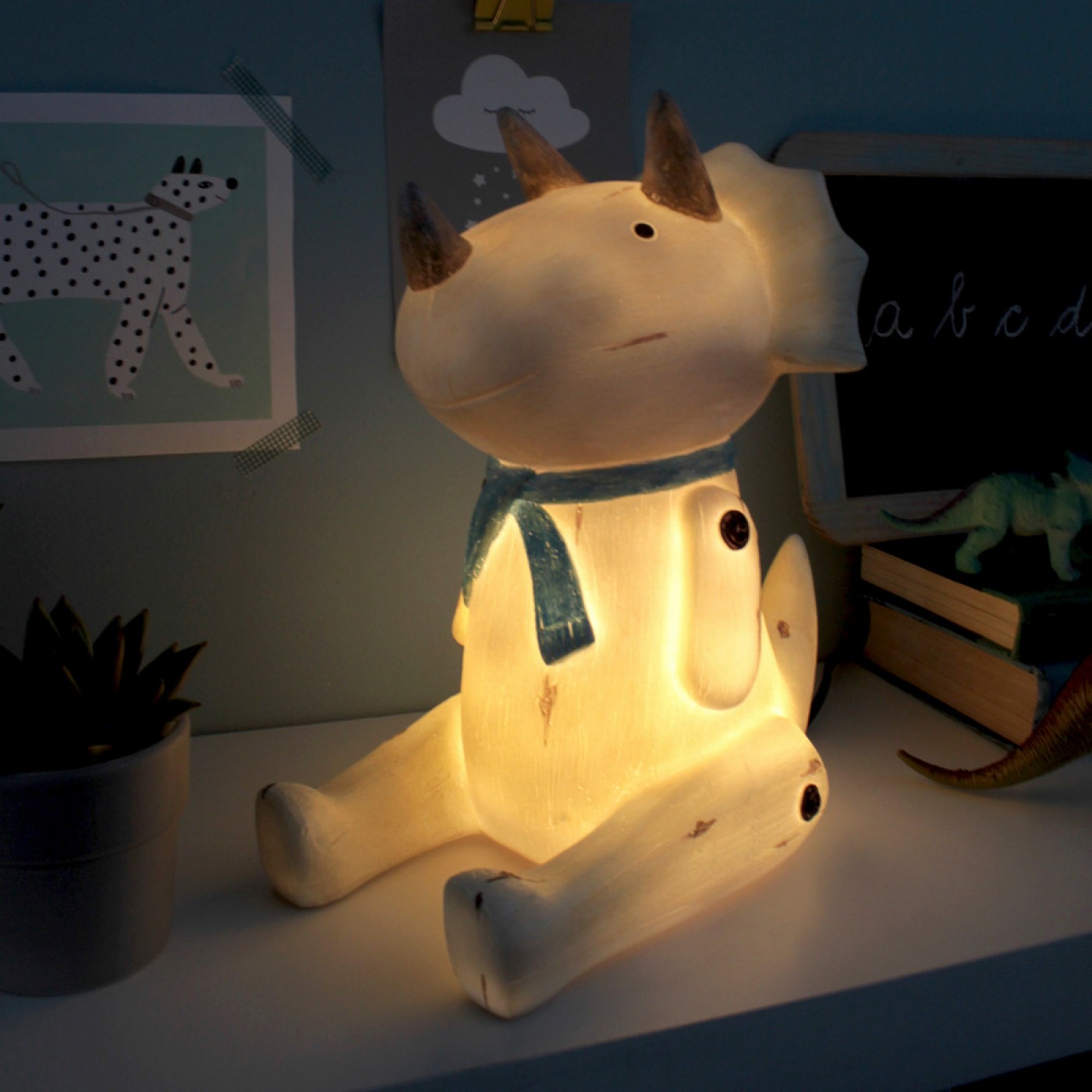 Wood Effect Cute Sitting Triceratops Light — Lighting from Toolittle — additional view 2