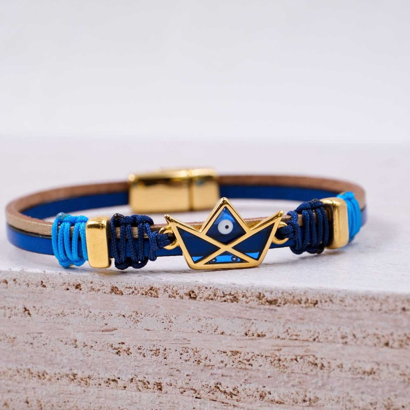 Enamelled Boat Leather Bracelet