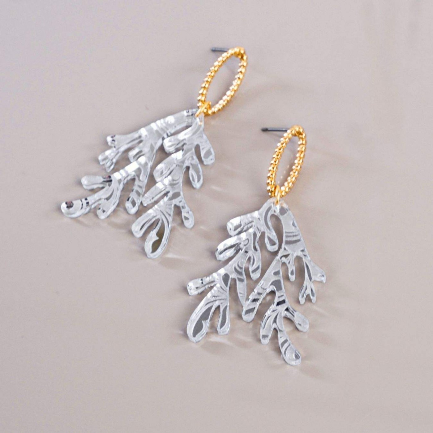 Golden Earrings | Plexiglass Coral — Earrings from Toolittle — additional view 3