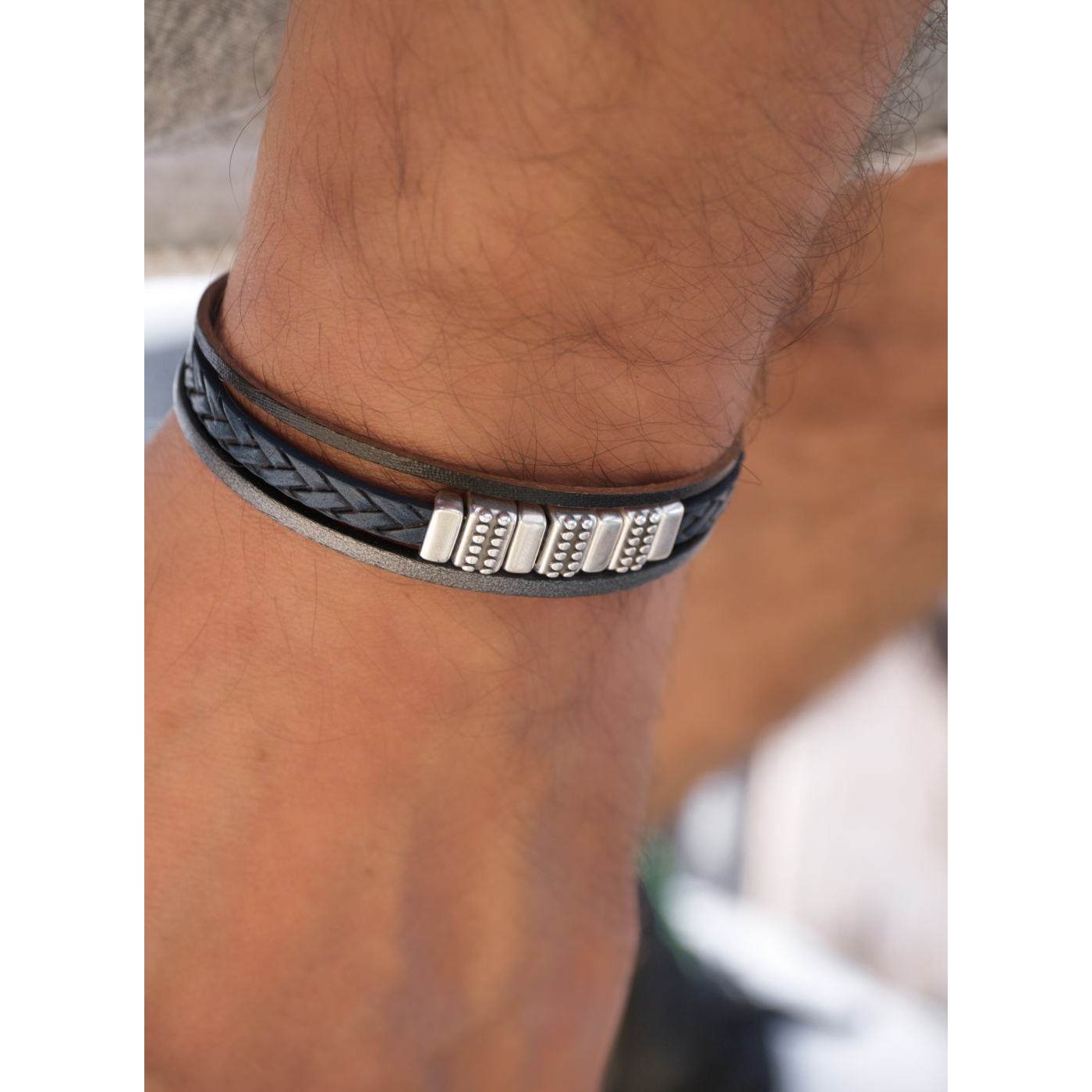 Braided Leather Men's Bracelet — Bracelets from Toolittle — additional view 3