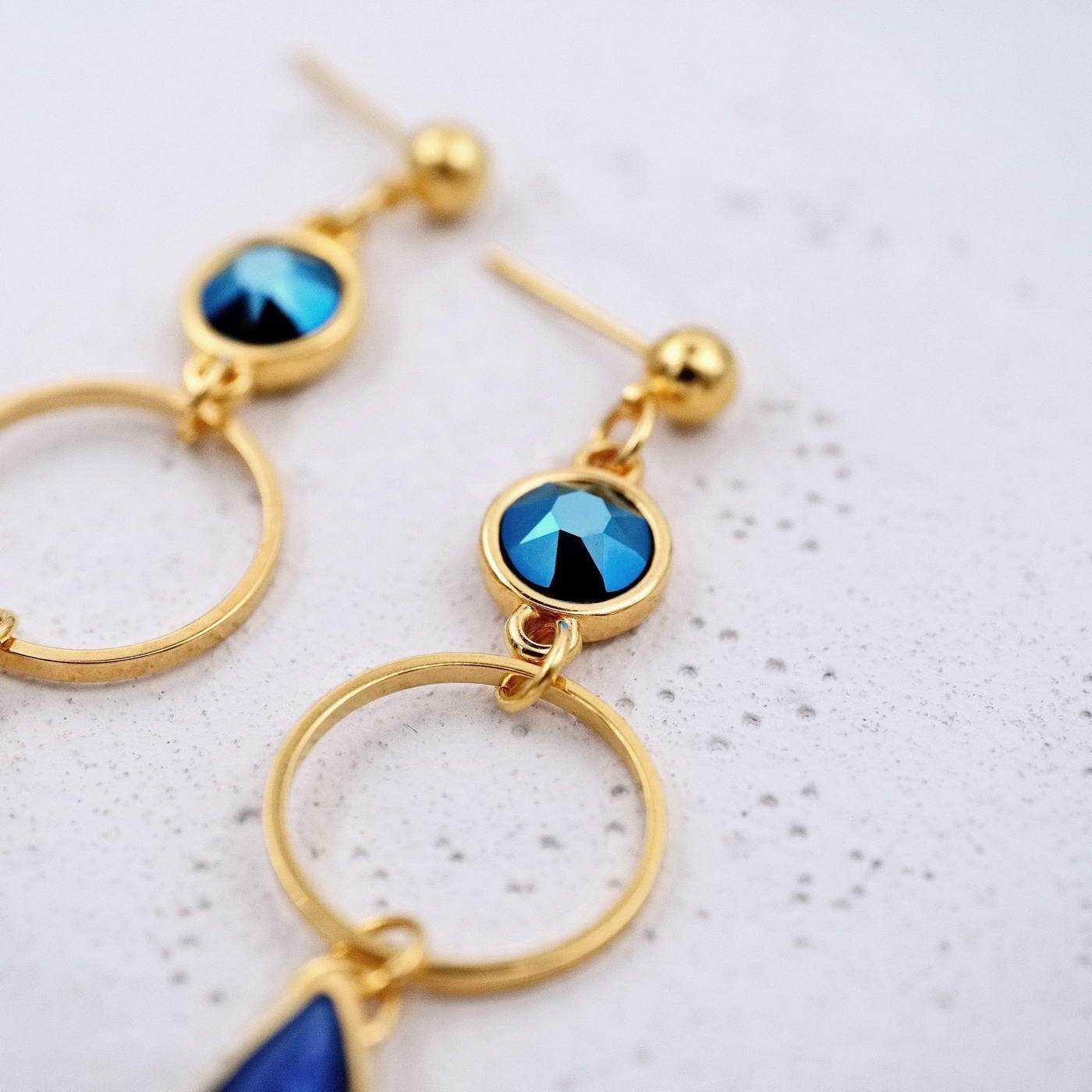 Earrings with crystals and vitraux drops — Earrings from Toolittle — additional view 5