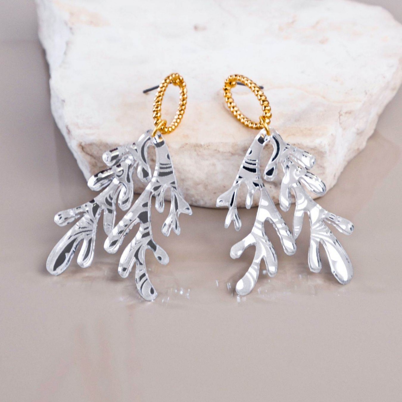 Golden Earrings | Plexiglass Coral — Earrings from Toolittle — additional view 2