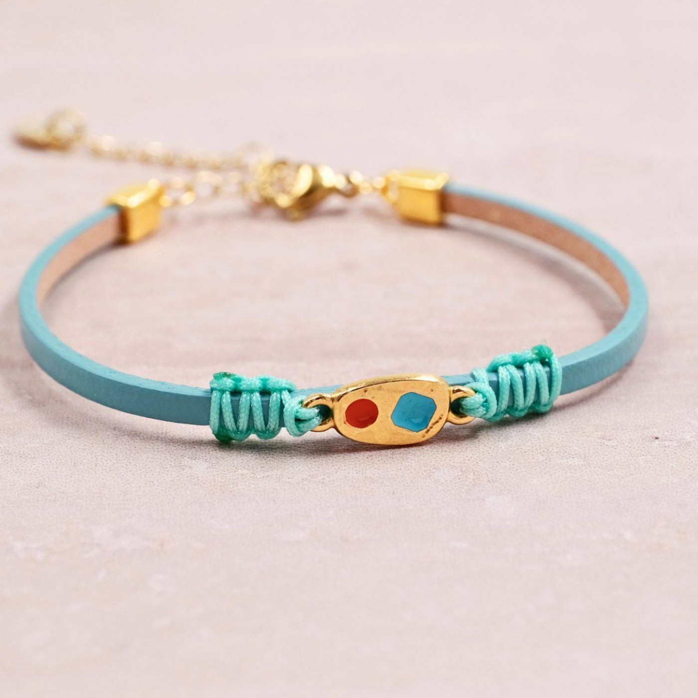 Leather Bracelet | Colored Enamel - Jade Opal — Bracelets from Toolittle — additional view 4