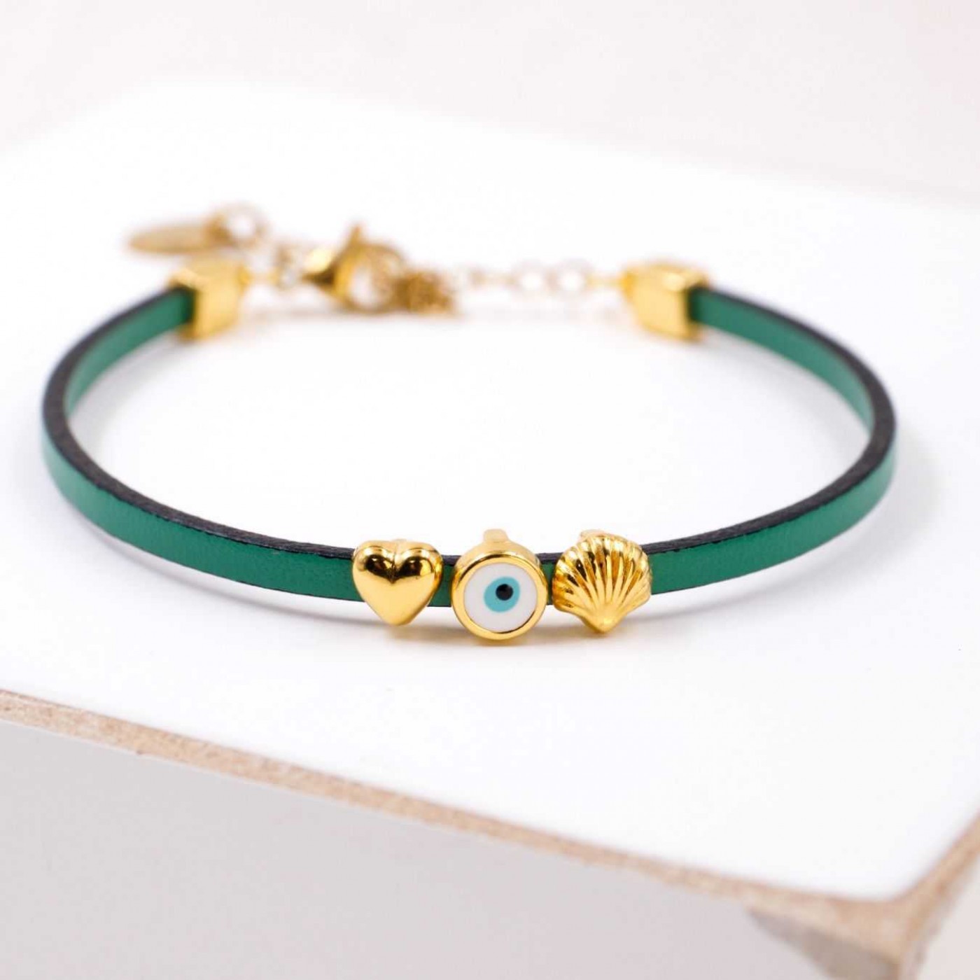 Leather Bracelet | Evil Eye, Metal Heart & Marine Charms — Bracelets from Toolittle — additional view 3