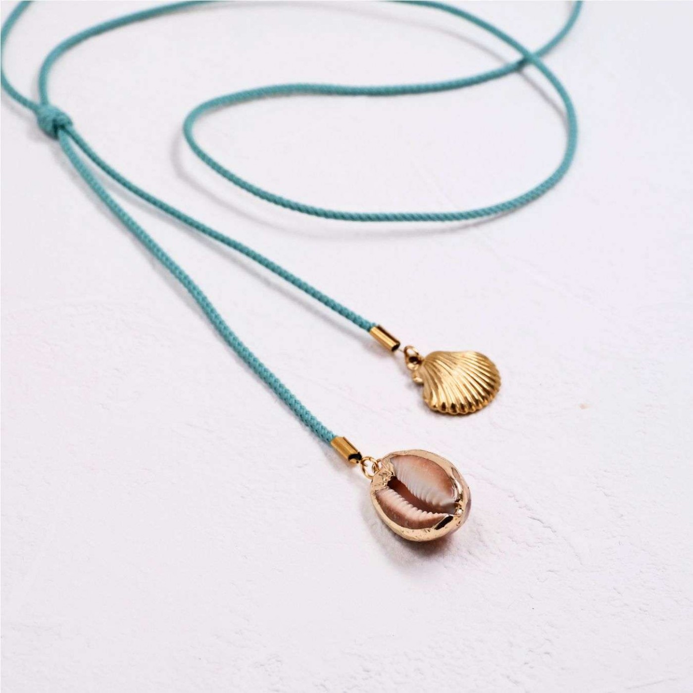 Steel Gold-plated Necklace - Cord & Sea Shells — Necklaces from Toolittle — additional view 6